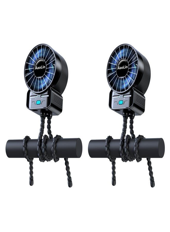 AaoLin 2 Pack Multifunctional Portable Stroller Fan 4 Speed 6600rpm High Speed Usb Rechargeable Personal Mini Handheld Fan Extended Tripod For Desktop Winding Kids Bed Treadmill Bike Golf Cart Outdoor Travel - Image 1